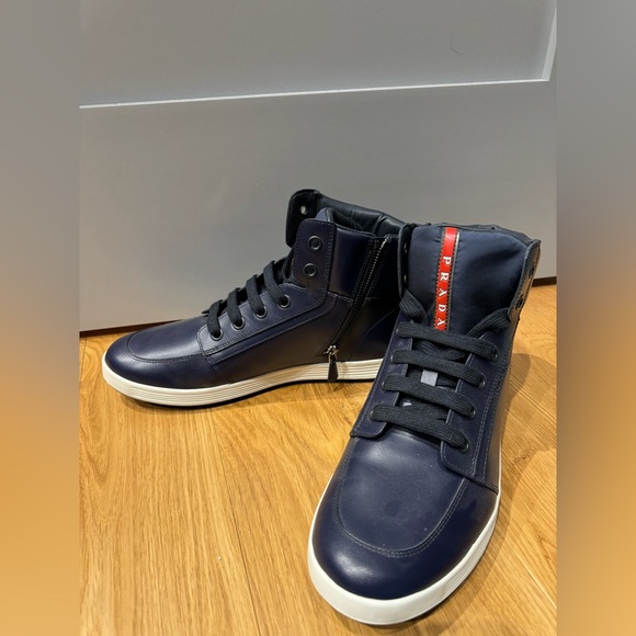 Prada Hightop Sneaker - Blue US9.5 - Picture 5 of 9